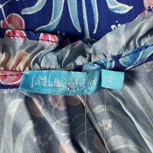 J. MCLAUGHLIN  Blue Multi Floral Chessie Silk Blend Tiered Midi Dress Size S - Picture 13 of 14